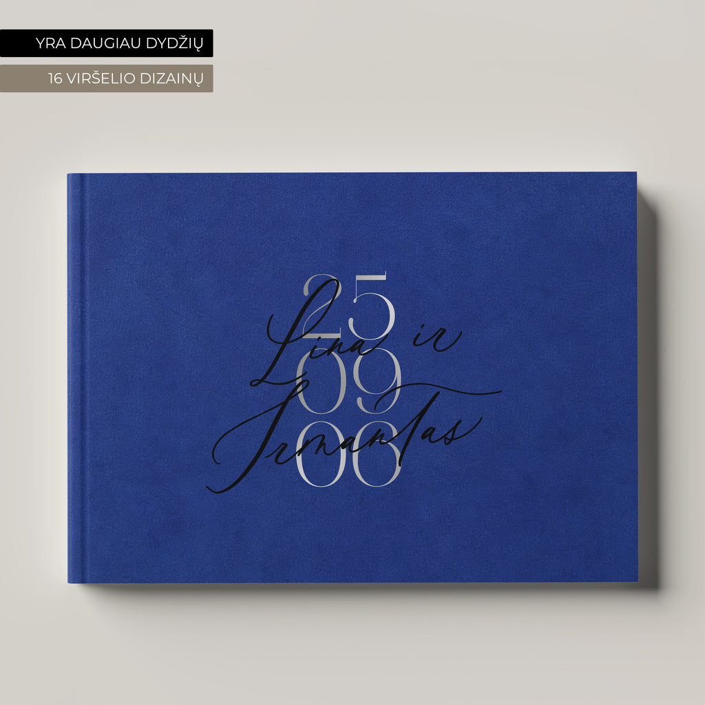Palinkėjimų knyga „Azure Blue" horizontalaus formato, veliūrinis viršelis