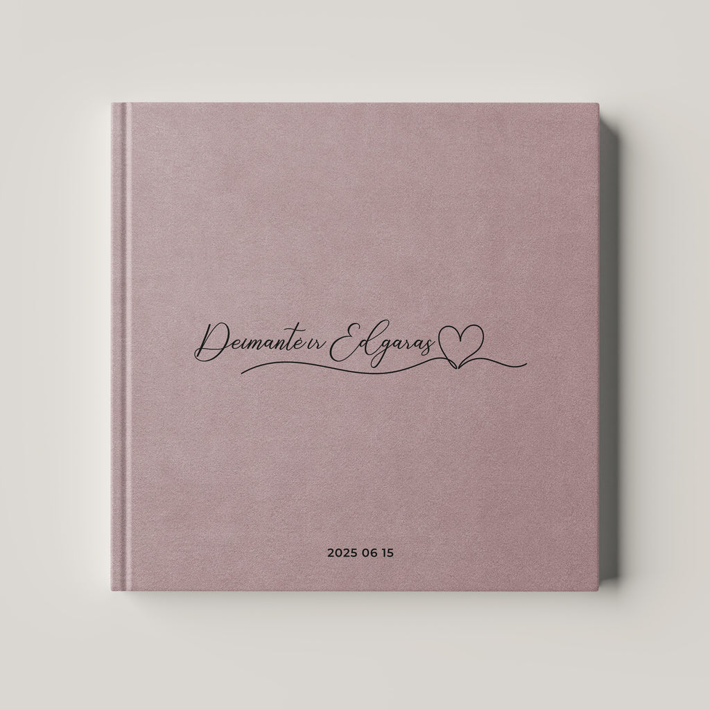 Palinkėjimų knyga „Dusty Rose" kvadratinio formato, veliūrinis viršelis