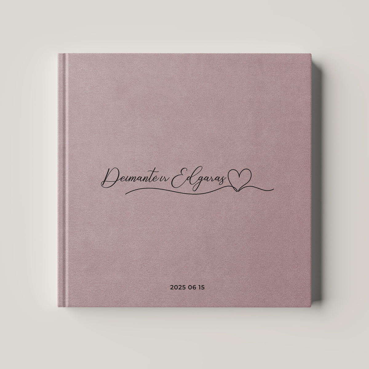 Palinkėjimų knyga „Dusty Rose" kvadratinio formato, veliūrinis viršelis
