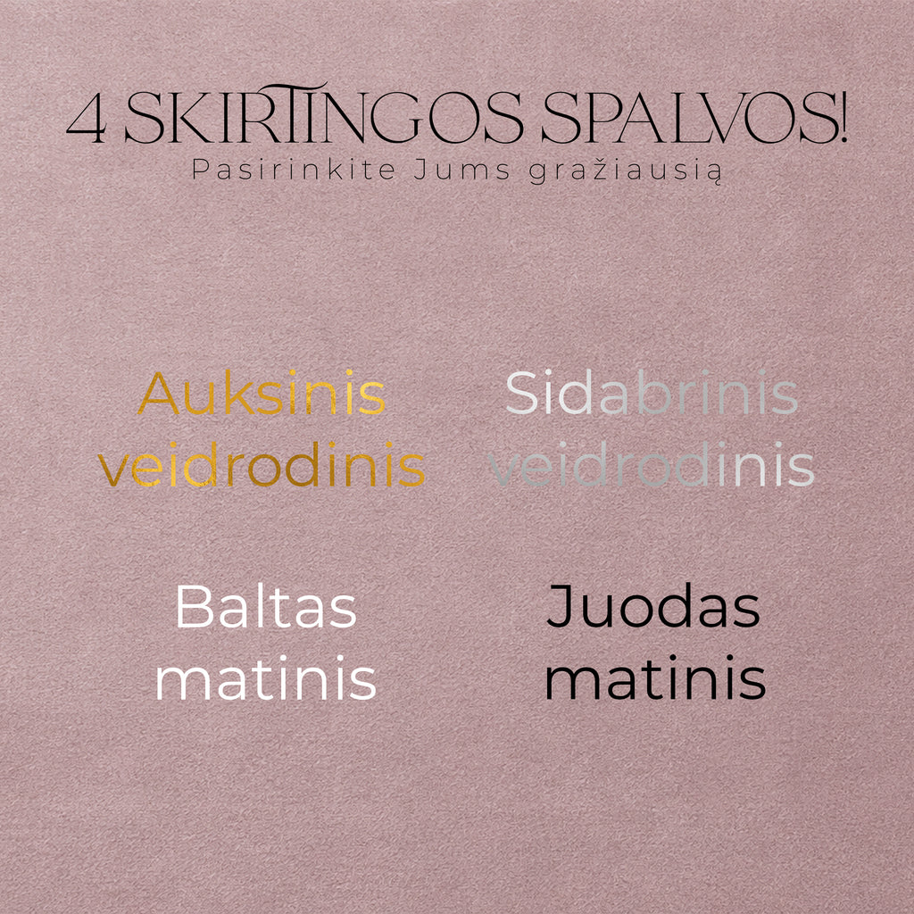 Palinkėjimų knygos „Dusty Rose" užrašo spalvos: auksinė, sidabrinė, juoda, balta