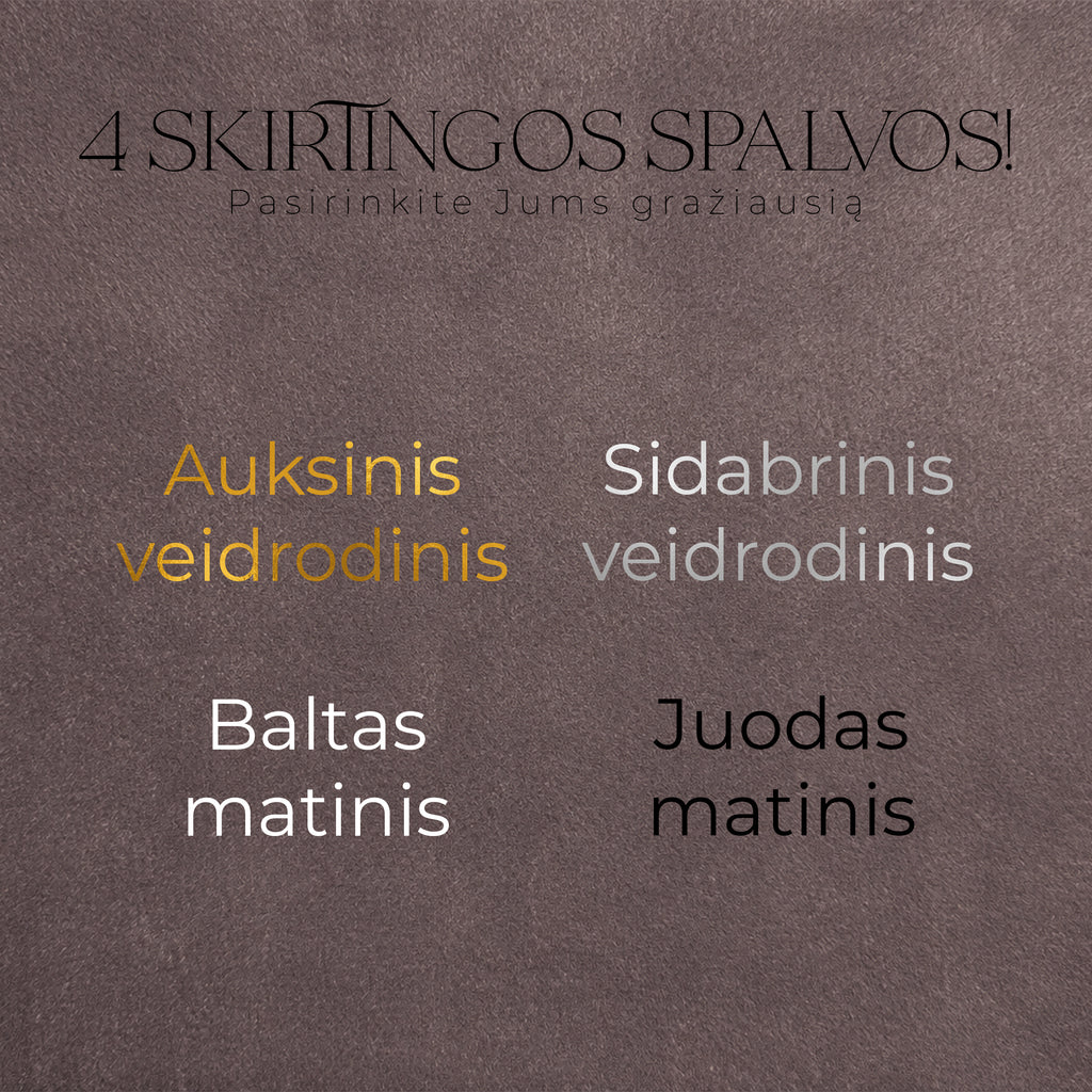 Palinkėjimų knygos „Mocha" užrašo spalvos: auksinė, sidabrinė, juoda, balta