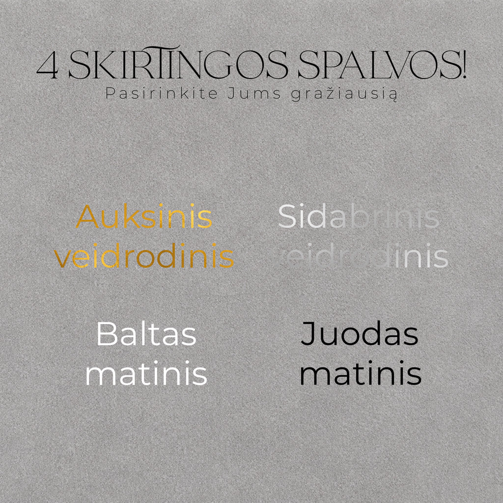 Palinkėjimų knygos „Silver" užrašo spalvos: auksinė, sidabrinė, juoda, balta